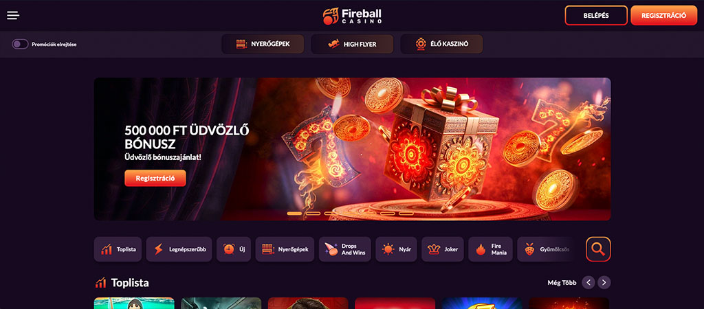 Fireball Casino, online kaszinó, mobil casino