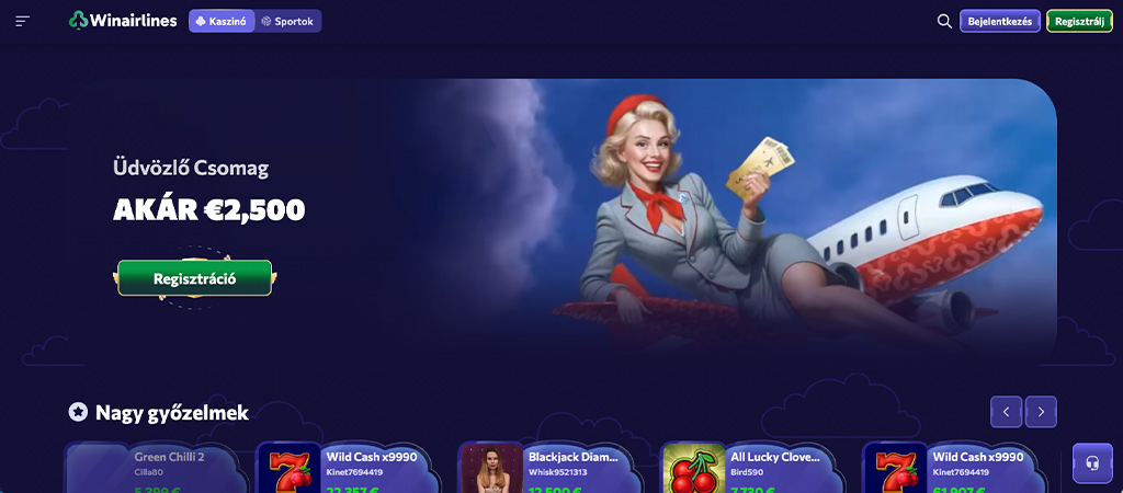 Winairlines modern kaszinóélmény, online kaszinó